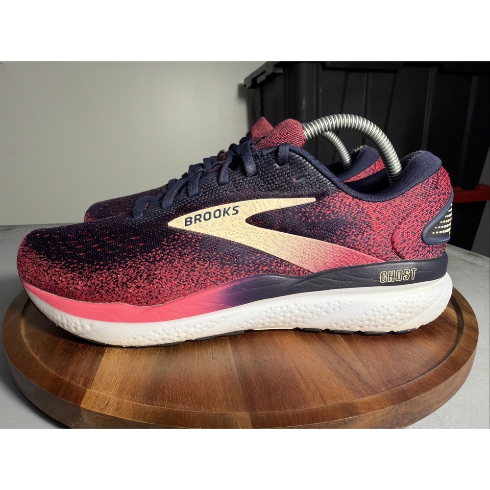 Brooks Ghost 16 Womens Blue Pink White Peacoat Running Sneakers 10 B 1204071B422